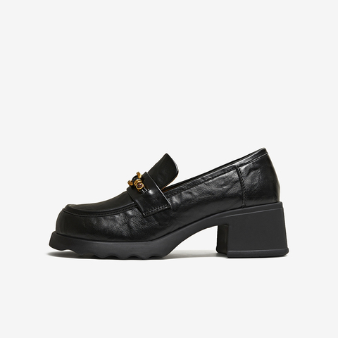 百思图2026春季新款商场同款乐福鞋时尚潮流粗跟女单鞋BV710AA6