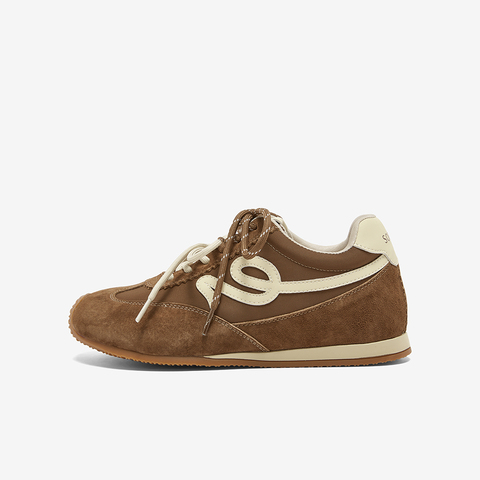 百思图2026春季新款商场同款德训鞋时尚复古女运动休闲鞋D3858AM6