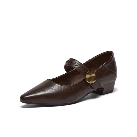 百思图2026春季新款商场同款玛丽珍鞋复古潮流尖头女单鞋F5177AQ6