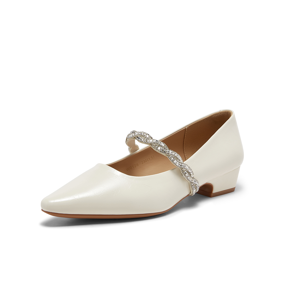 百思图2026春季新款商场同款时尚简约复古法式女单鞋W0128AQ6