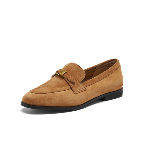 百思图2026春季新款乐福鞋时尚复古潮流通勤女单鞋UXS01AA6