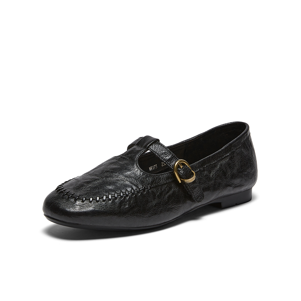 百思图2026春季新款乐福鞋简约时尚通勤方跟女单鞋WW173AA6