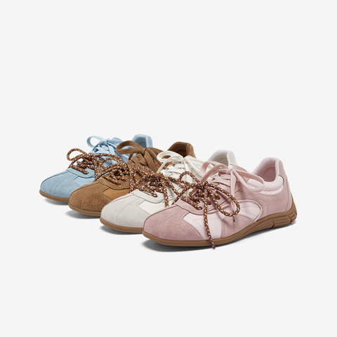 百思图2026春季新款德训鞋时髦复古户外运动休闲女鞋A7601AM6