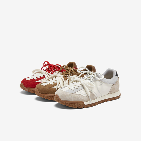 百思图2026春季新款德训鞋时髦复古户外休闲运动女鞋W0883AM6