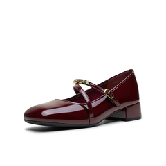百思图2026春季新款商场同款玛丽珍鞋时尚简约粗跟女单鞋F2052AQ6