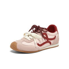 百思图2026春季新款小彩糖德训鞋红色运动休闲阿甘鞋女A1825AM6