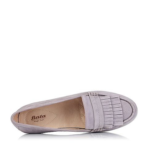 Bata/拔佳秋季灰色羊绒皮革女休闲鞋55310CM6