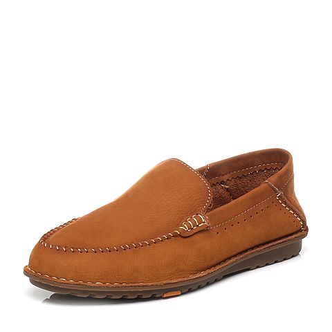 Bata/拔佳夏季专柜同款棕色舒适平跟牛皮男乐福鞋872-3BM6