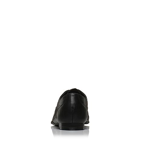 Bata/拔佳2018春专柜同款黑色圆头方跟系带休闲牛皮女单鞋AI427AM8