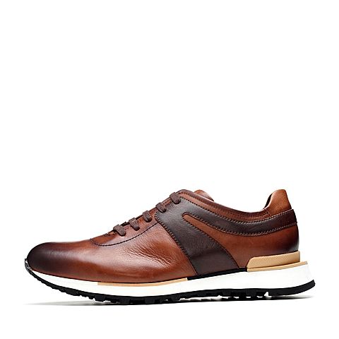 bata/拔佳2018秋新款专柜同款棕色牛皮革运动休闲坡跟男单鞋89v01cm8