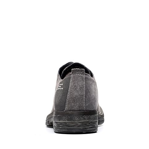 Bata/拔佳2018秋新款专柜同款深灰色牛皮革简约休闲粗跟男单鞋86C11CM8