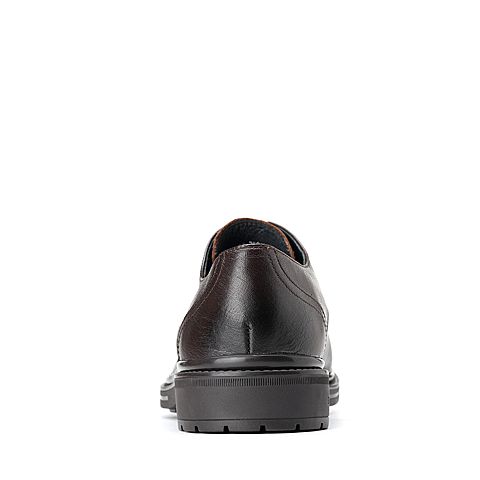 Bata/拔佳2018秋新款专柜同款啡色牛皮革方跟商务正装男单鞋A4Y61CM8