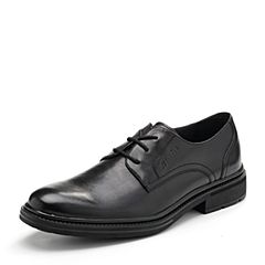 Bata/拔佳2018秋新款专柜同款黑色牛皮革方跟商务正装男单鞋A4Y61CM8