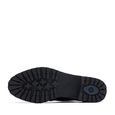 Bata/拔佳2018秋新专柜同款黑色雕花方跟牛皮革女单鞋AWG22CM8