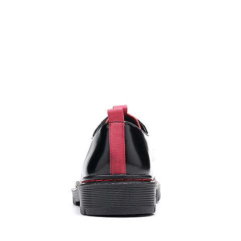 Bata/拔佳2018秋新专柜同款黑红色日系简约牛皮革/羊皮革女单鞋ABO25CM8