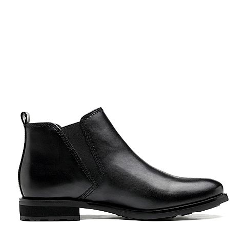 Bata/拔佳2018冬新款专柜同款黑色油皮牛皮革男皮靴切尔西靴A6D42DD8