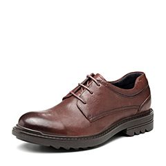 Bata/拔佳2018冬新款专柜同款啡色牛皮革休闲商务男皮鞋YM003DM8
