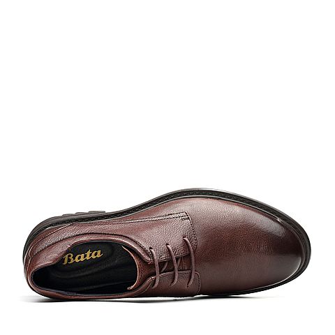 Bata/拔佳2018冬新款专柜同款啡色牛皮革休闲商务男皮鞋YM003DM8