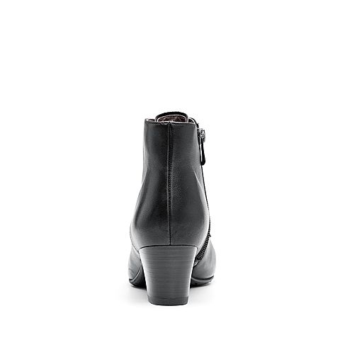 Bata拔佳冬新款专柜同款黑色绵羊皮革女皮靴AFD42DD8