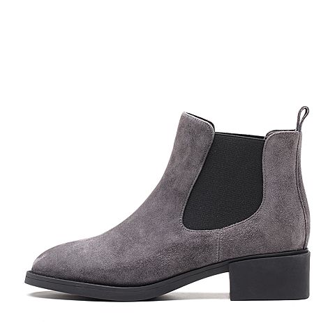 Bata拔佳冬新款专柜同款灰色羊绒皮革橡筋女皮靴短靴切尔西靴RBF02DD8