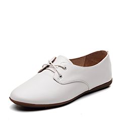 Bata/拔佳2019春新款专柜同款舒适平跟羊皮革休闲女单鞋AXF32AM9