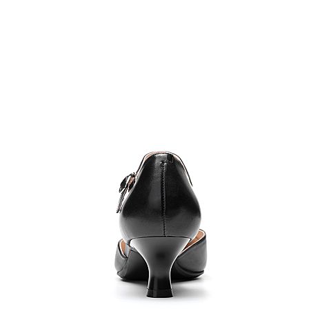 Bata/拔佳春新款专柜同款羊皮革一字带猫跟女凉鞋AEJ05AK9