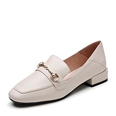 Bata/拔佳2019春新专柜同款羊皮革简约低跟乐福鞋女单鞋A6031AM9