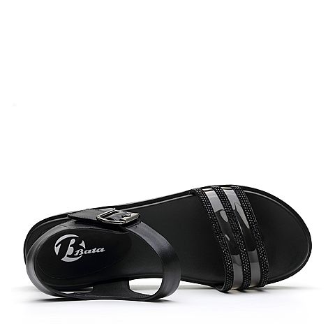 Bata/拔佳夏新款专柜同款一字带坡跟休闲厚底女凉鞋3221DBL9