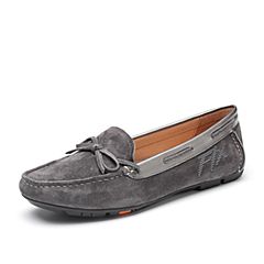 Bata2019秋专柜同款时尚休闲蝴蝶结字母豆豆鞋女皮鞋单鞋AE222CM9