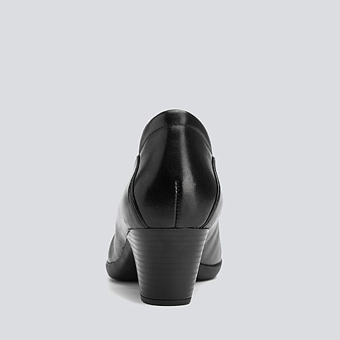 Bata秋季新款专柜同款舒适通勤粗跟浅口女单鞋AWD06CQ9