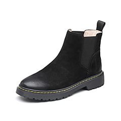 Bata2019秋季新款专柜同款切尔西时尚简约英伦风马丁靴女ZFN02CD9