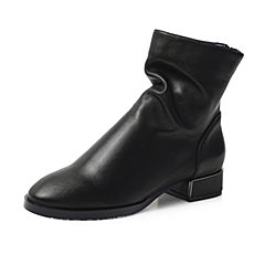 Bata/拔佳2019秋专柜同款英伦风拉链短筒瘦瘦靴ins女网红95901CZ9