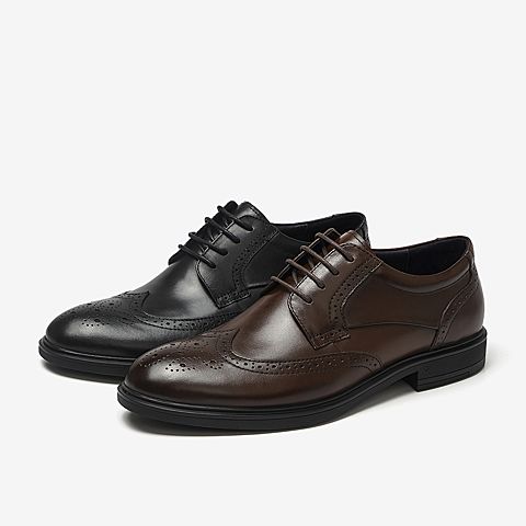 Bata秋时尚休闲个性雕花系带布洛克真皮正装鞋皮鞋男80125CM9