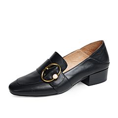 Bata/拔佳2019秋新款优雅通勤中跟一脚蹬乐福女单鞋51098CM9