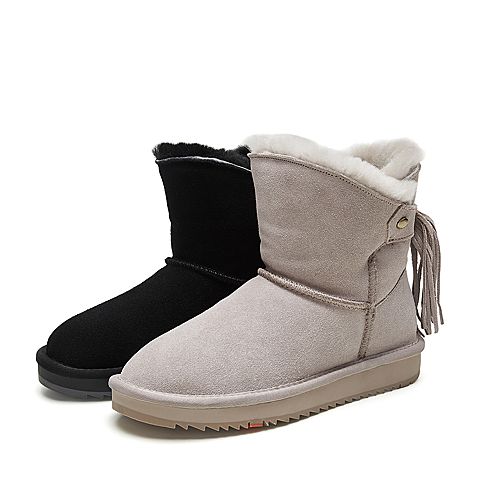 Bata/拔佳冬季新款专柜同款一脚蹬冬靴短靴雪地靴女B1806DZ9加绒