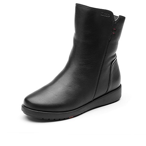 Bata/拔佳冬季新款专柜同款时尚真皮休闲靴短靴女潮AV551DZ9加绒