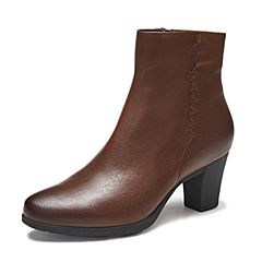 Bata/拔佳2019冬季新款专柜同款复古圆头通勤高跟女短靴ABA48DD9