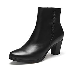 Bata/拔佳2019冬季新款专柜同款复古圆头通勤高跟女短靴ABA48DD9