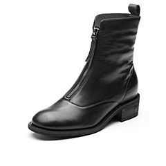 Bata/拔佳2019冬新专柜同款网红靴子前拉链短靴女短筒鞋AHF50DZ9
