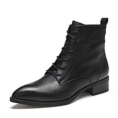 Bata/拔佳2019冬季新款专柜同款真皮短筒时尚马丁靴女潮AIS45DD9