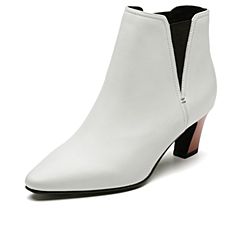 Bata/拔佳2019冬新专柜同款短靴英伦风靴子冬粗跟短筒女AJC40DD9