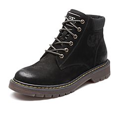 Bata/拔佳2019冬新专柜同款短靴机车系带马丁靴女英伦风ABO45DD9