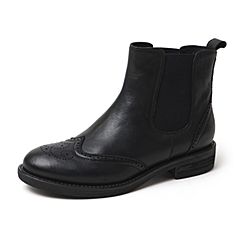 Bata/拔佳2019冬新时装靴女英伦风短靴布洛克风雕花皮靴16073DD9