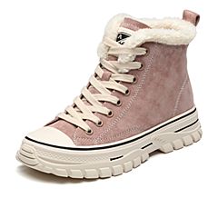 Bata2019冬专柜同款运动风牛皮厚底休闲高帮鞋马丁靴女721H9DD9