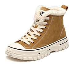 Bata2019冬新运动风牛皮厚底休闲高帮鞋马丁靴女721H9DD9