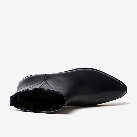 Bata/拔佳冬新款通勤羊皮革切尔西靴尖头平底短靴女20511DD9