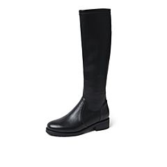 Bata/拔佳2019冬新款简约弹力平底粗跟长筒机车瘦瘦靴女06330DG9