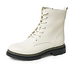 Bata/拔佳2019冬专柜同款帅气马丁靴拉链皮革短靴ins女潮ZIX04DD9