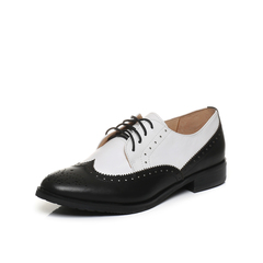 Bata/拔佳春秋新款方跟系带英伦风布洛克女单鞋小皮鞋潮AQ270AM0
