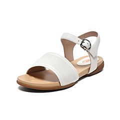 Bata2020夏新专柜同款真羊皮休闲平软底扣带女网红凉鞋爆APR04BL0